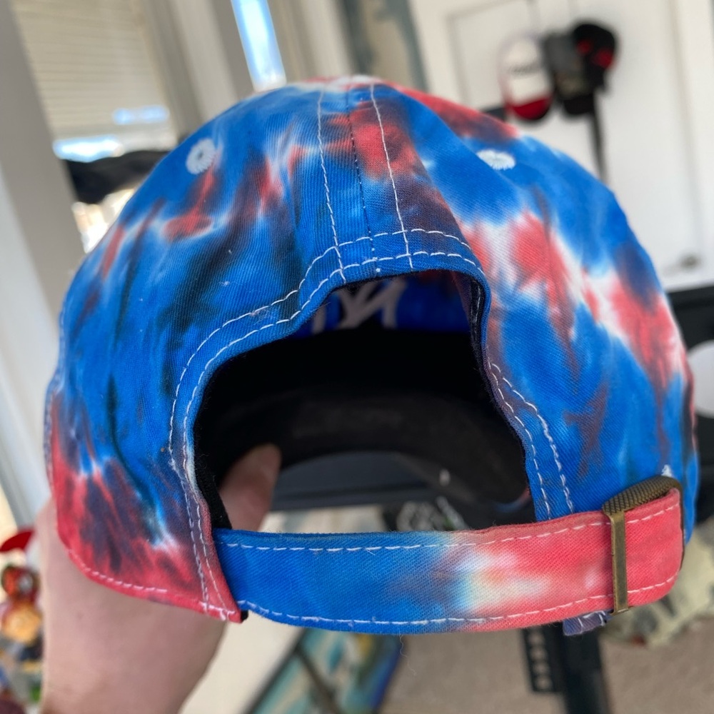 '47 Brand NEW YORK YANKEES MLB Strapback Baseball Hat Cap Clean Up Blue TIE DYE - Picture 3 of 7